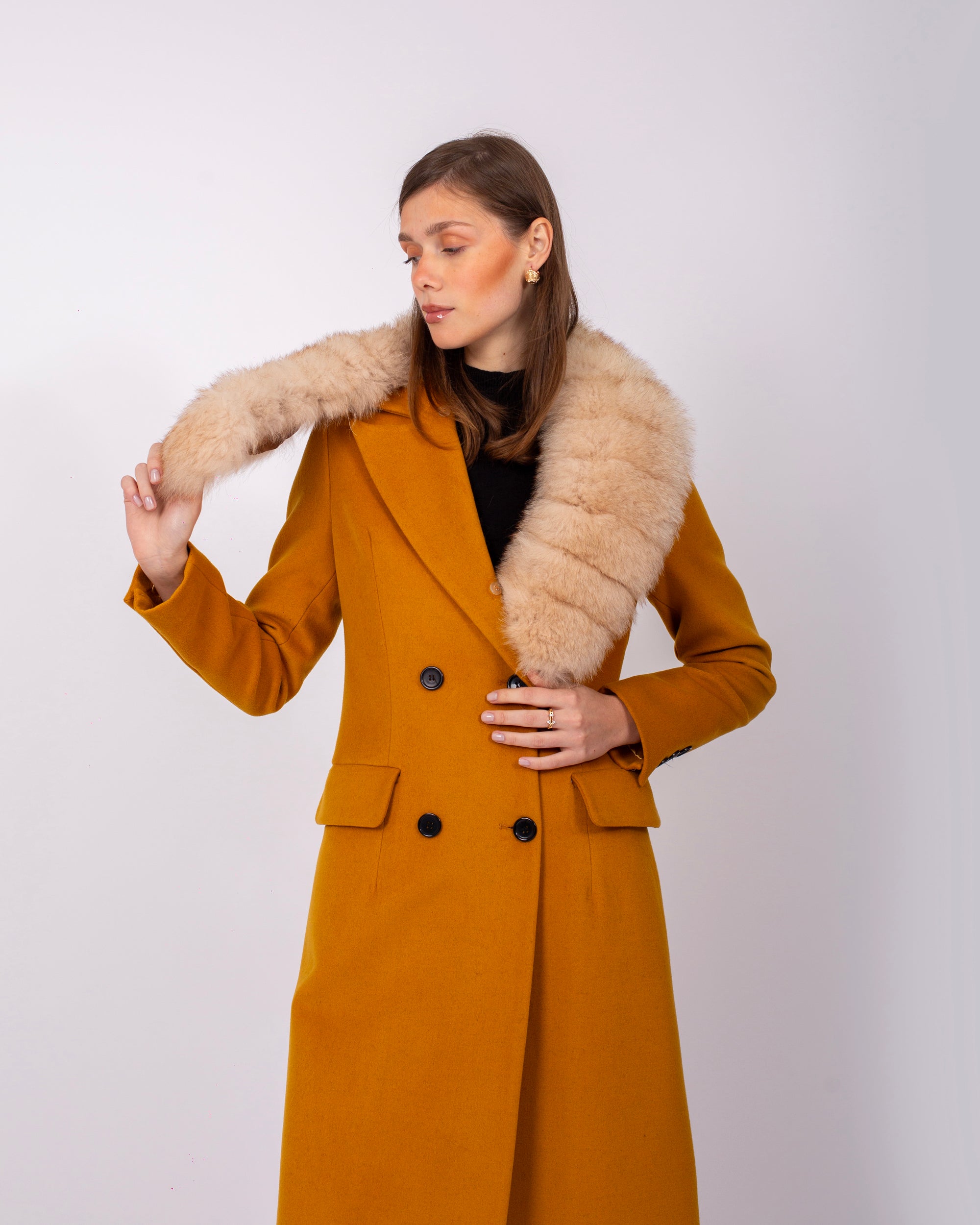 Cool Shine Collar Fur Coat