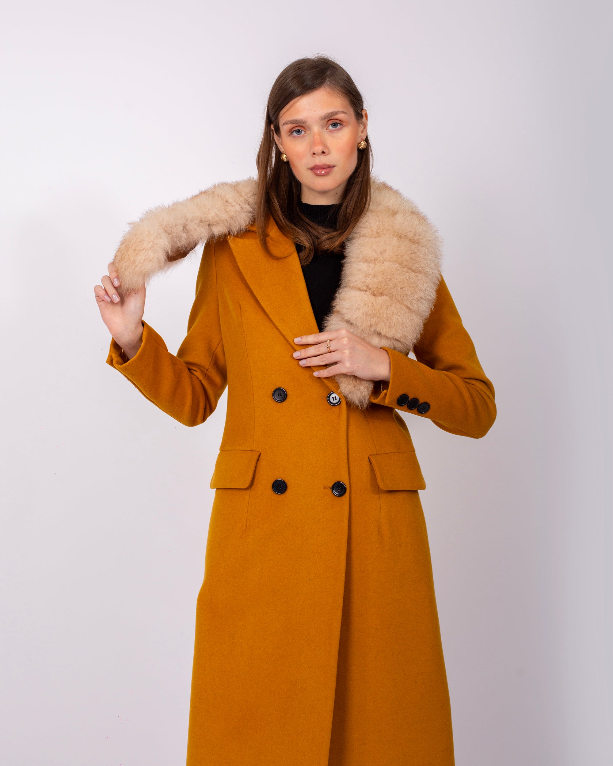 Cool Shine Collar Fur Coat