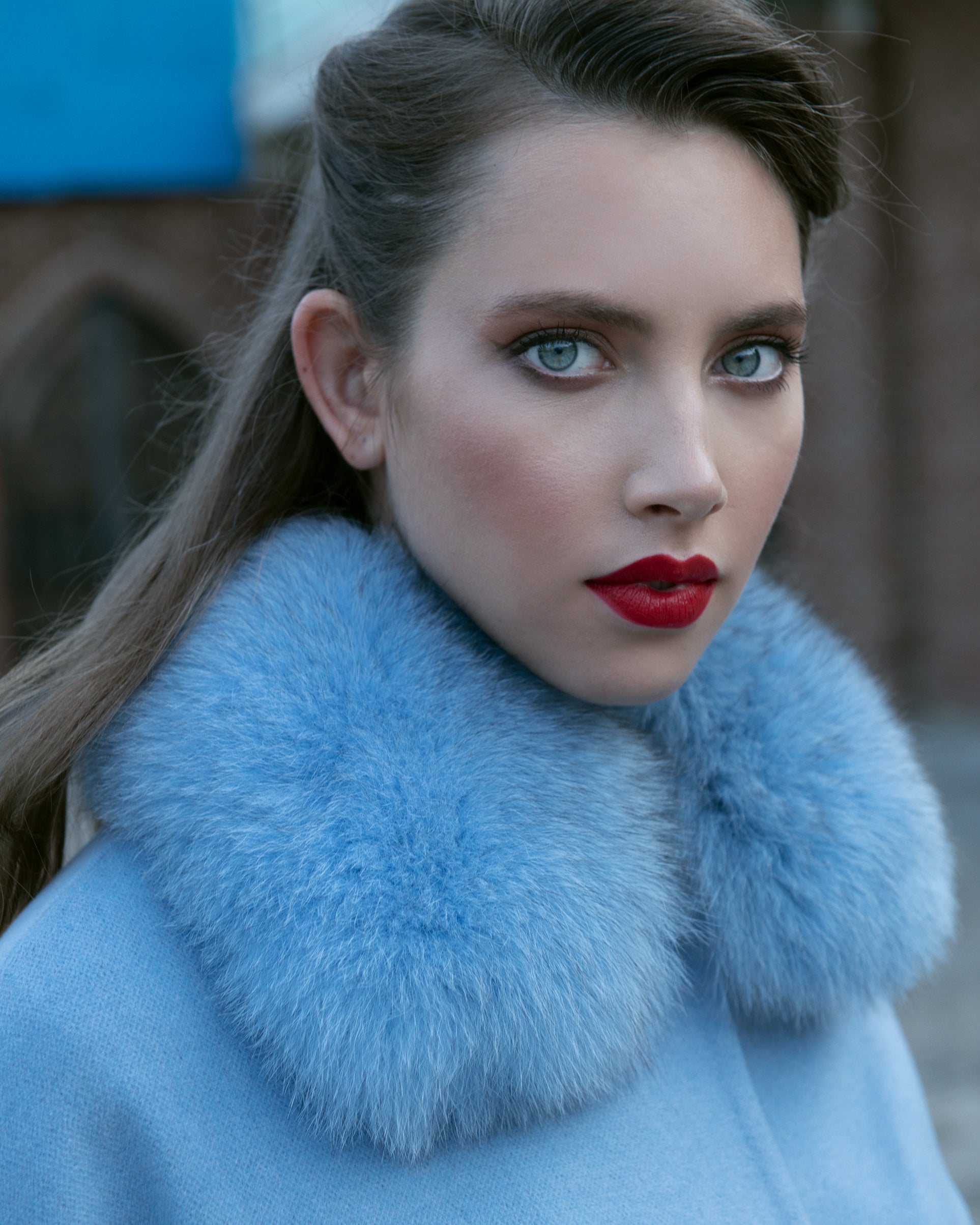 Collar and Sleeves Fur Coat