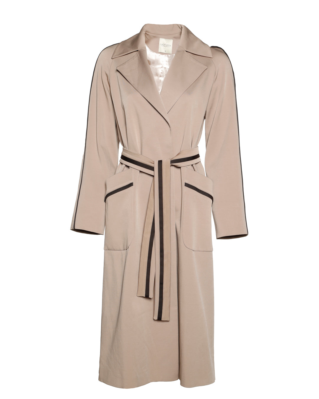 Cool Shine Brown Stripe Detailed Trench Coat