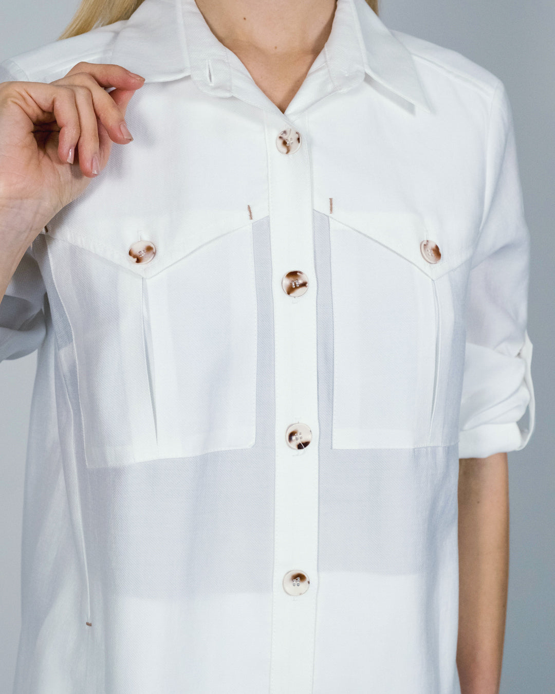 Pocket Detail Buttoned Shirt-Pants Set